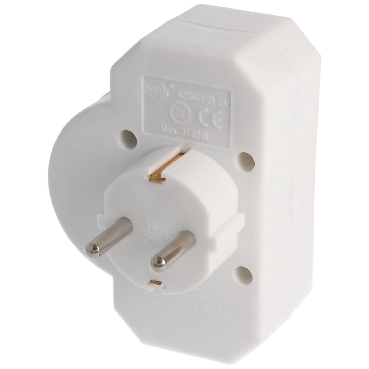 Prise multi 2x Euro et 1x contact de protection blanc avec interrupteur - ATTENTION PRISE DE TYPE F-4