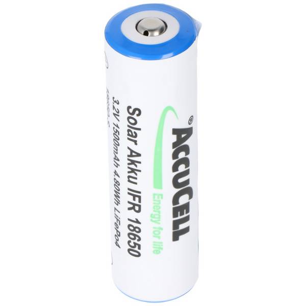 Batterie solaire 3,2 volts au Lithium 18650 IFR LiFePo4 avec pôle positif sur-élevé, non protégée, capacité de...