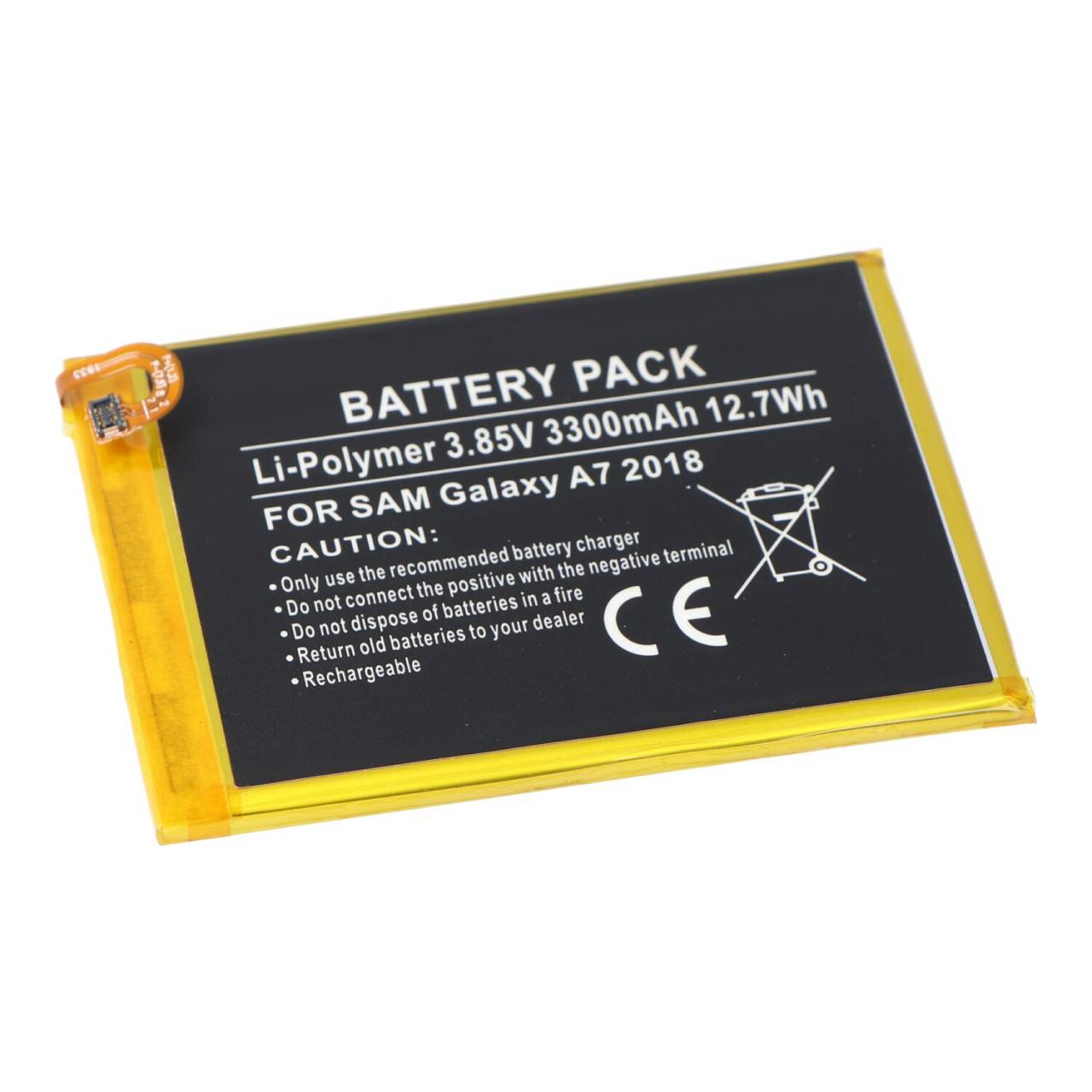 Batterie pour Samsung Galaxy A7 2018, Li-Polymer, 3.85V, 3300mAh, 12.7Wh, intégrée, sans outil-1