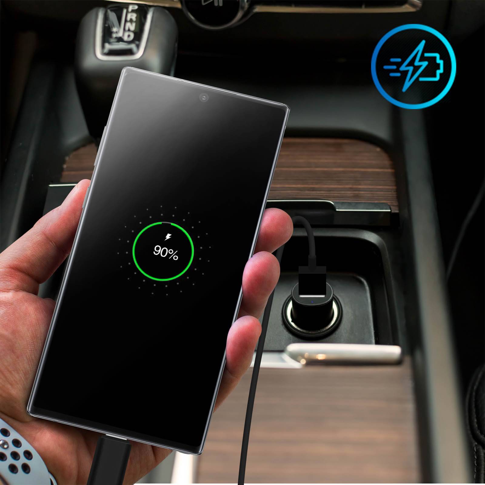 Chargeur Allume-cigare 2A et Câble USB Type C 1.2m Charge Rapide-2