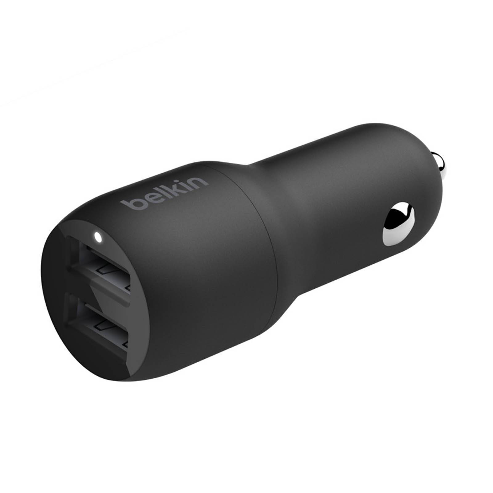 Chargeur voiture 2 Ports USB 24W et Câble Lightning 1 mètre Compact Belkin Noir-1