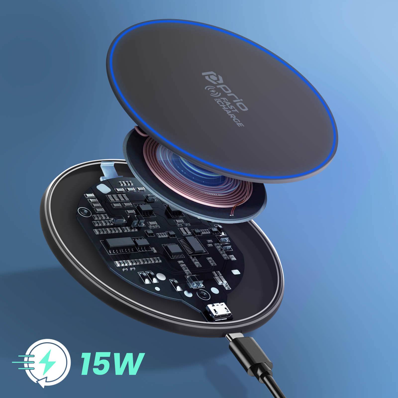 Chargeur sans-fil à induction QI 15W / 10W / 7.5W Charge adaptative-2