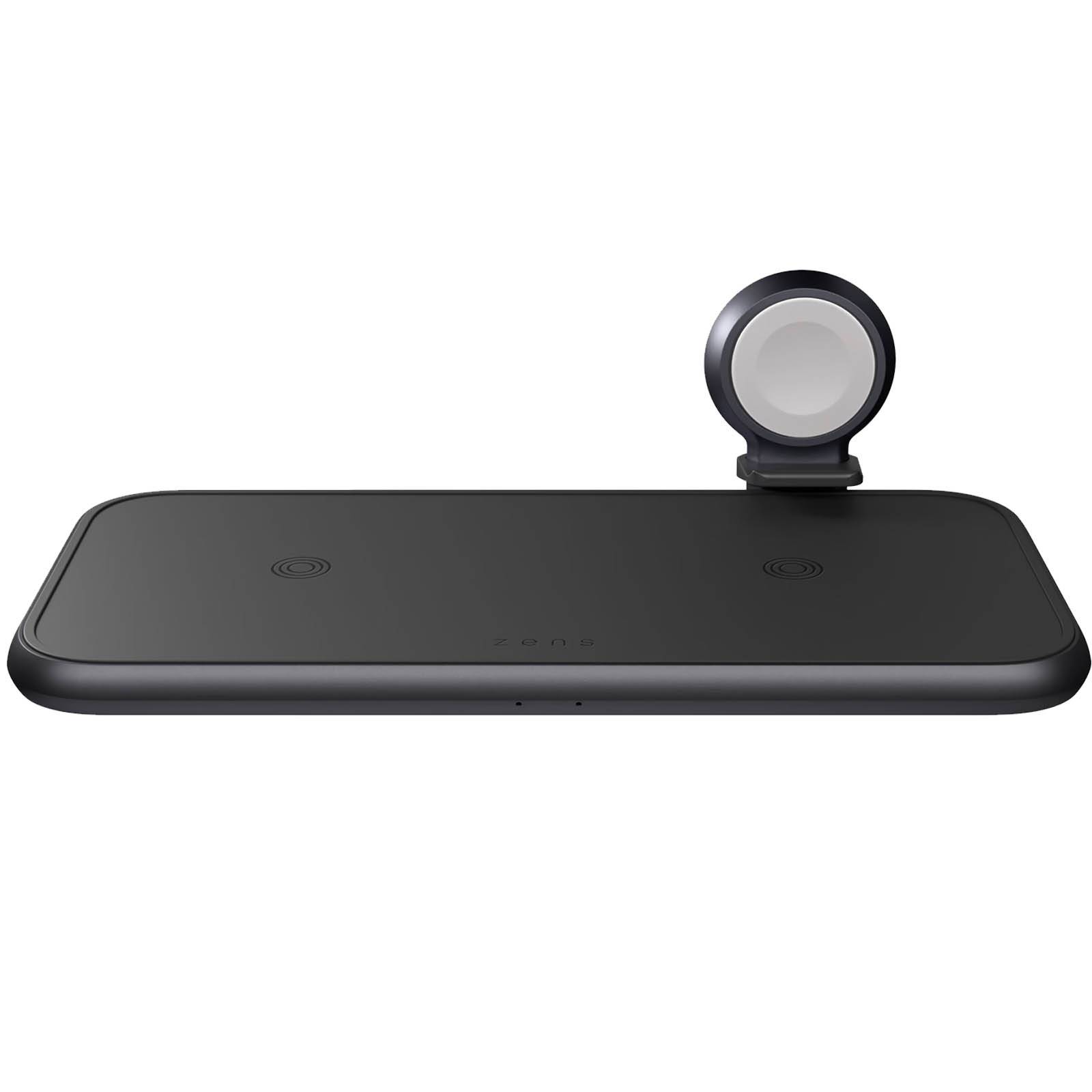 Dock de Charge 4 en 1 Double Base + Support Apple Watch + Port USB Zens Noir-1