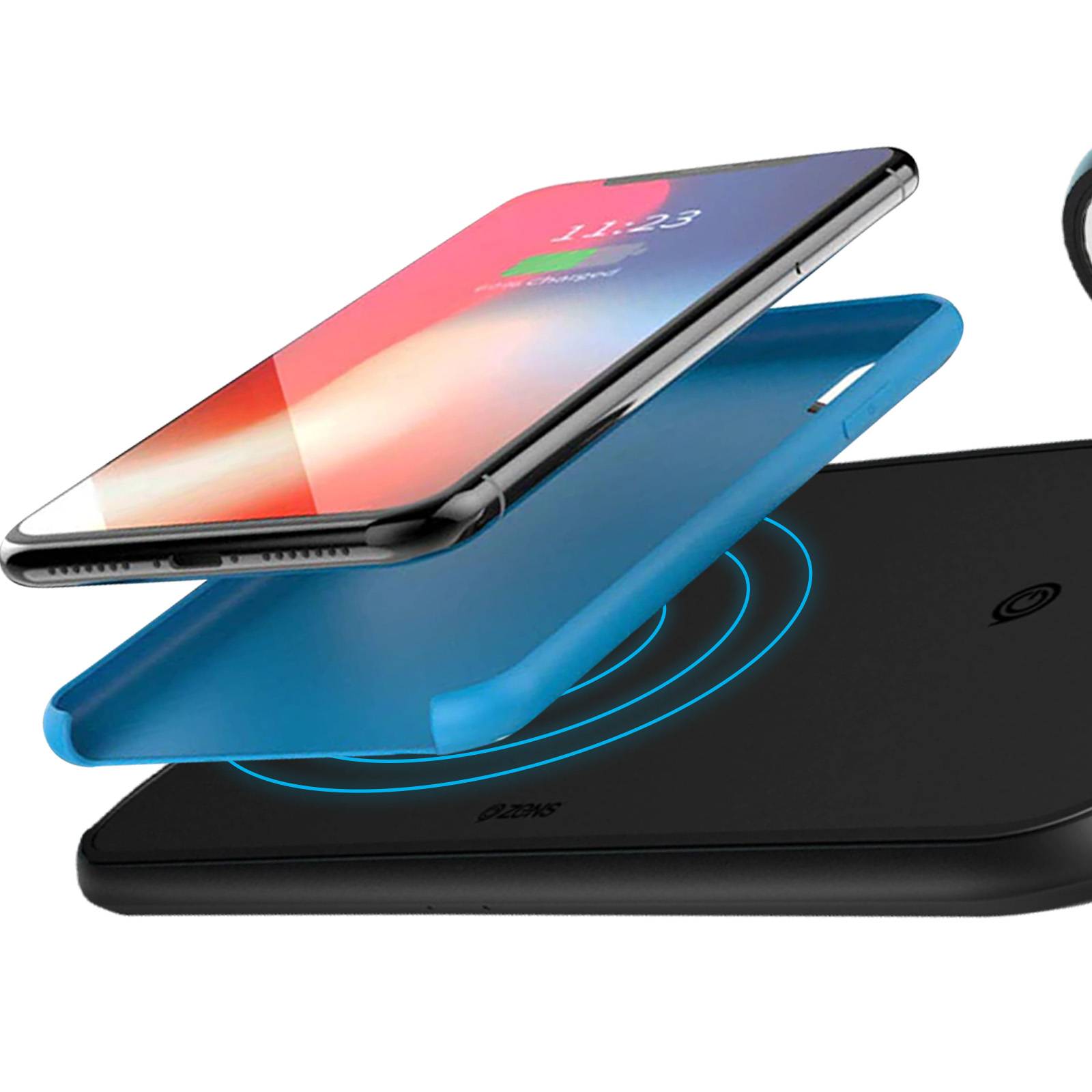 Dock de Charge 4 en 1 Double Base + Support Apple Watch + Port USB Zens Noir-2