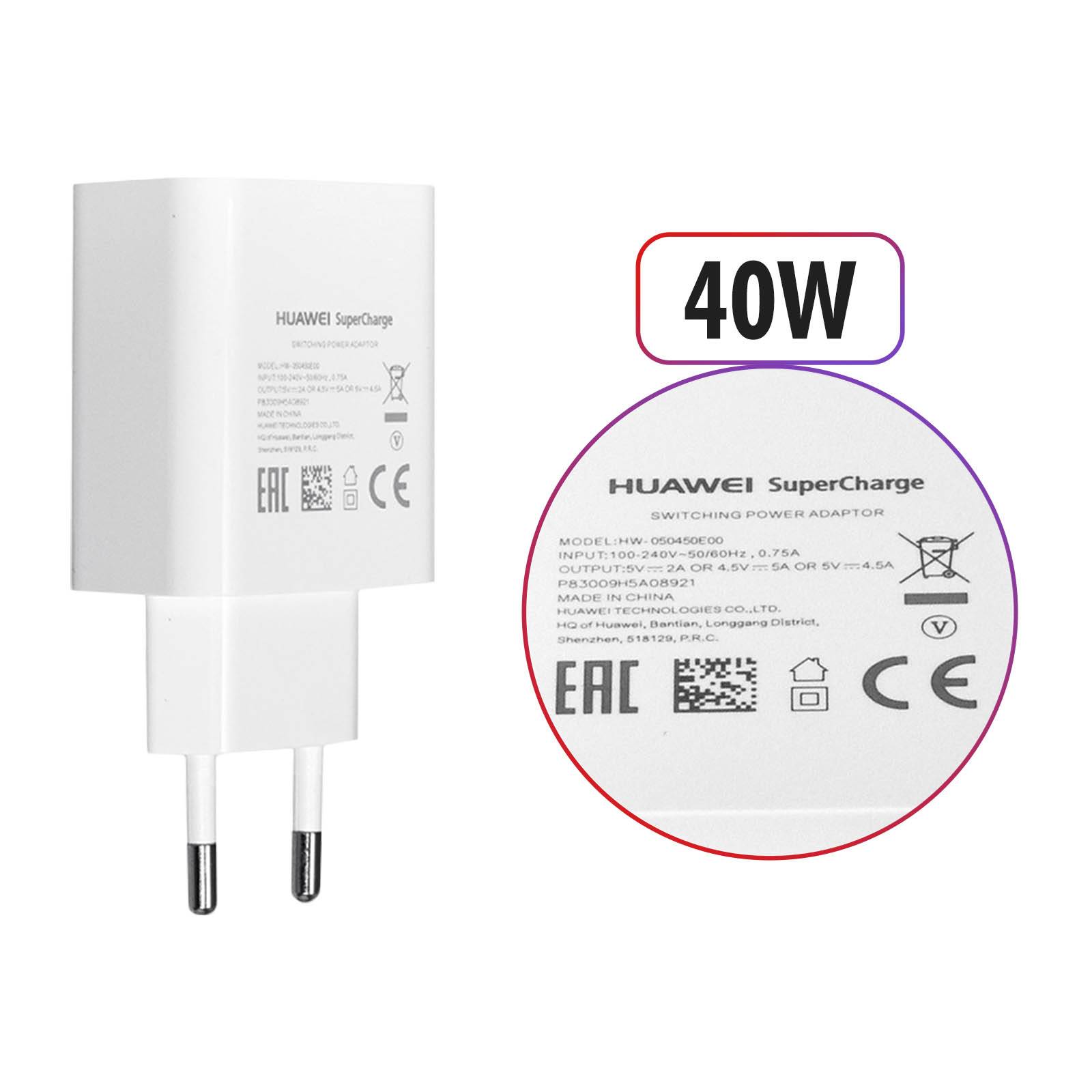 Chargeur Secteur USB 4A SuperCharge 40W 1m-4
