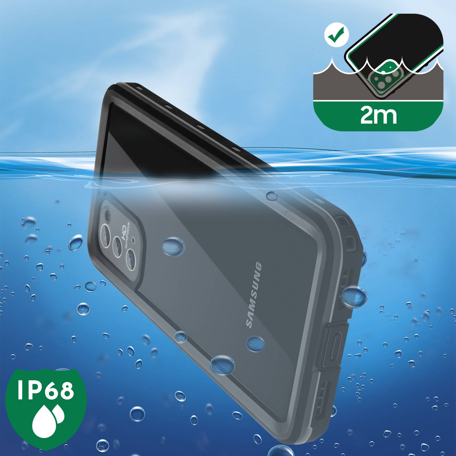 Coque pour Samsung Galaxy S20 Bi-matière Waterproof 2m Film Écran-2