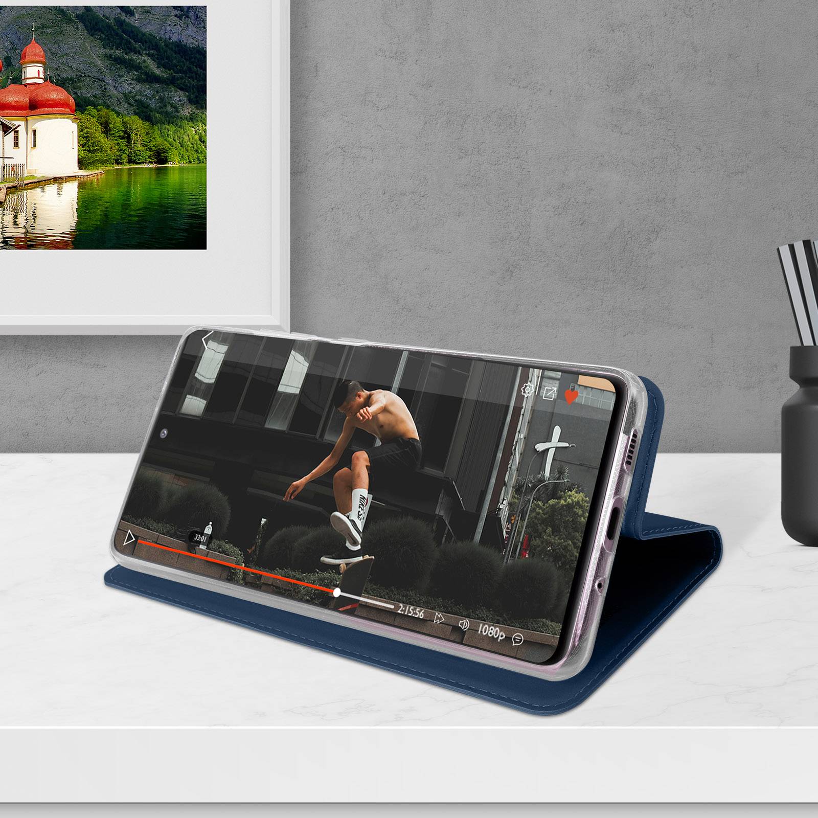 Étui pour Samsung S20 FE Support + Porte-carte Effet Satiné-2