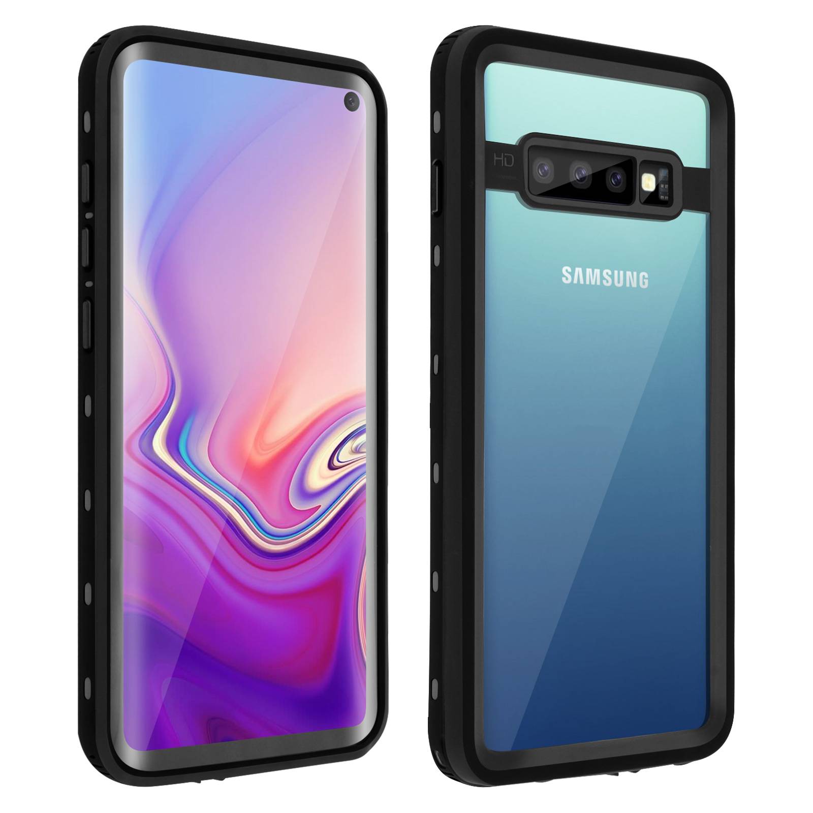 Coque pour Samsung Galaxy S10 Bi-matière Waterproof 2m Film Écran-0