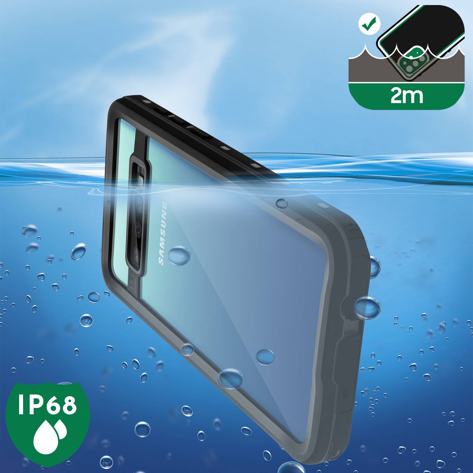 Coque pour Samsung Galaxy S10 Bi-matière Waterproof 2m Film Écran-2