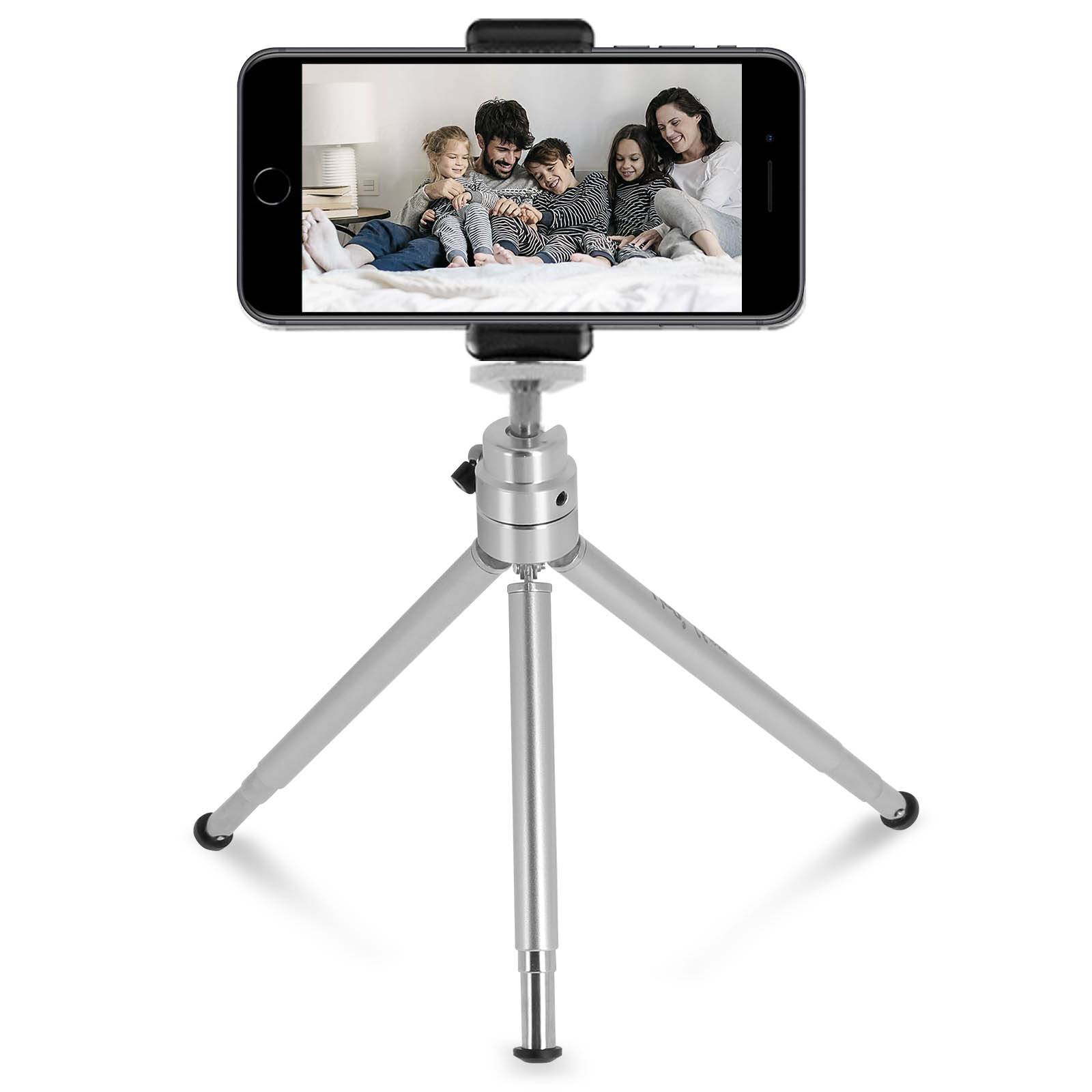 Mini Trépied Smartphone Métal Pieds Extensibles Rotatif 360°-1