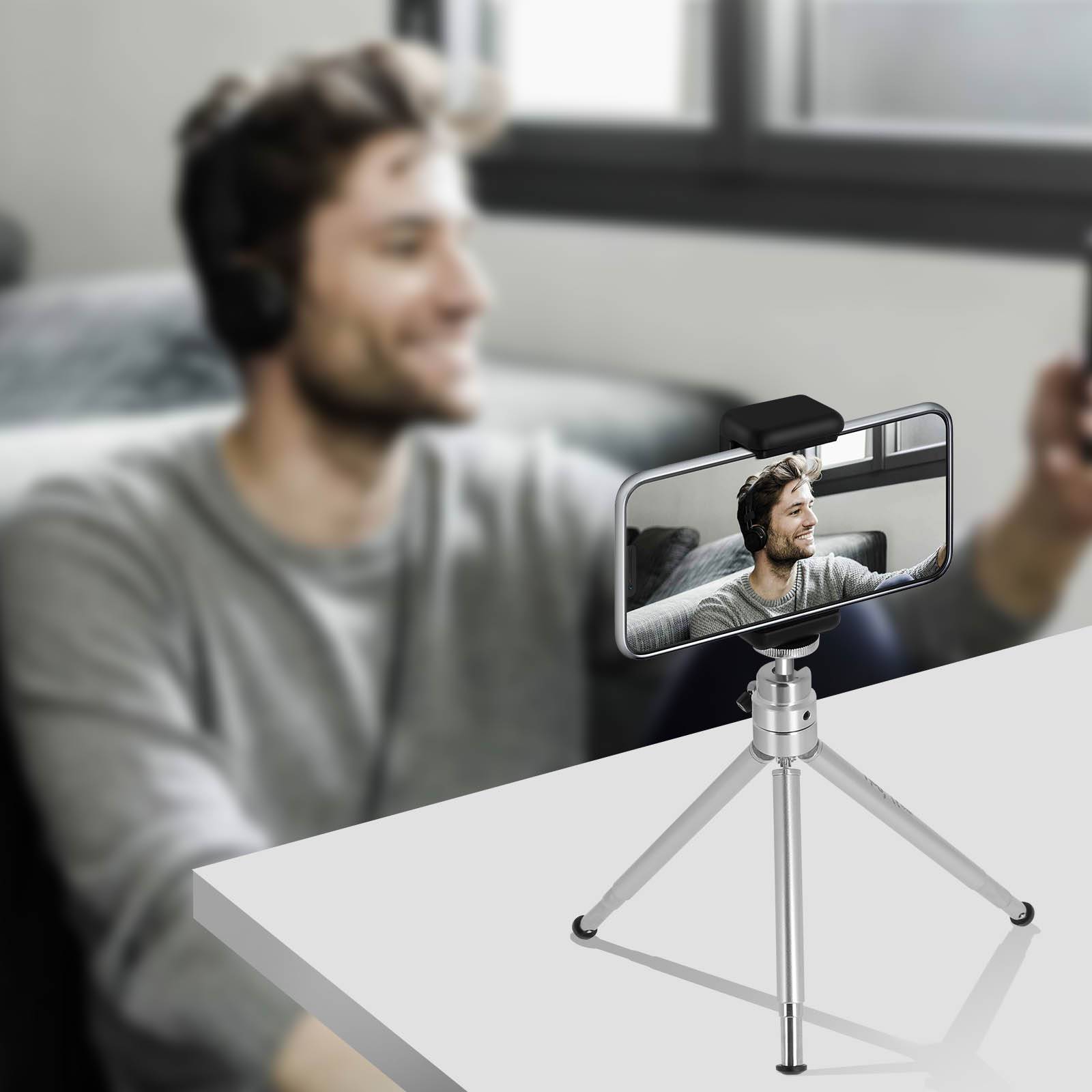 Mini Trépied Smartphone Métal Pieds Extensibles Rotatif 360°-2