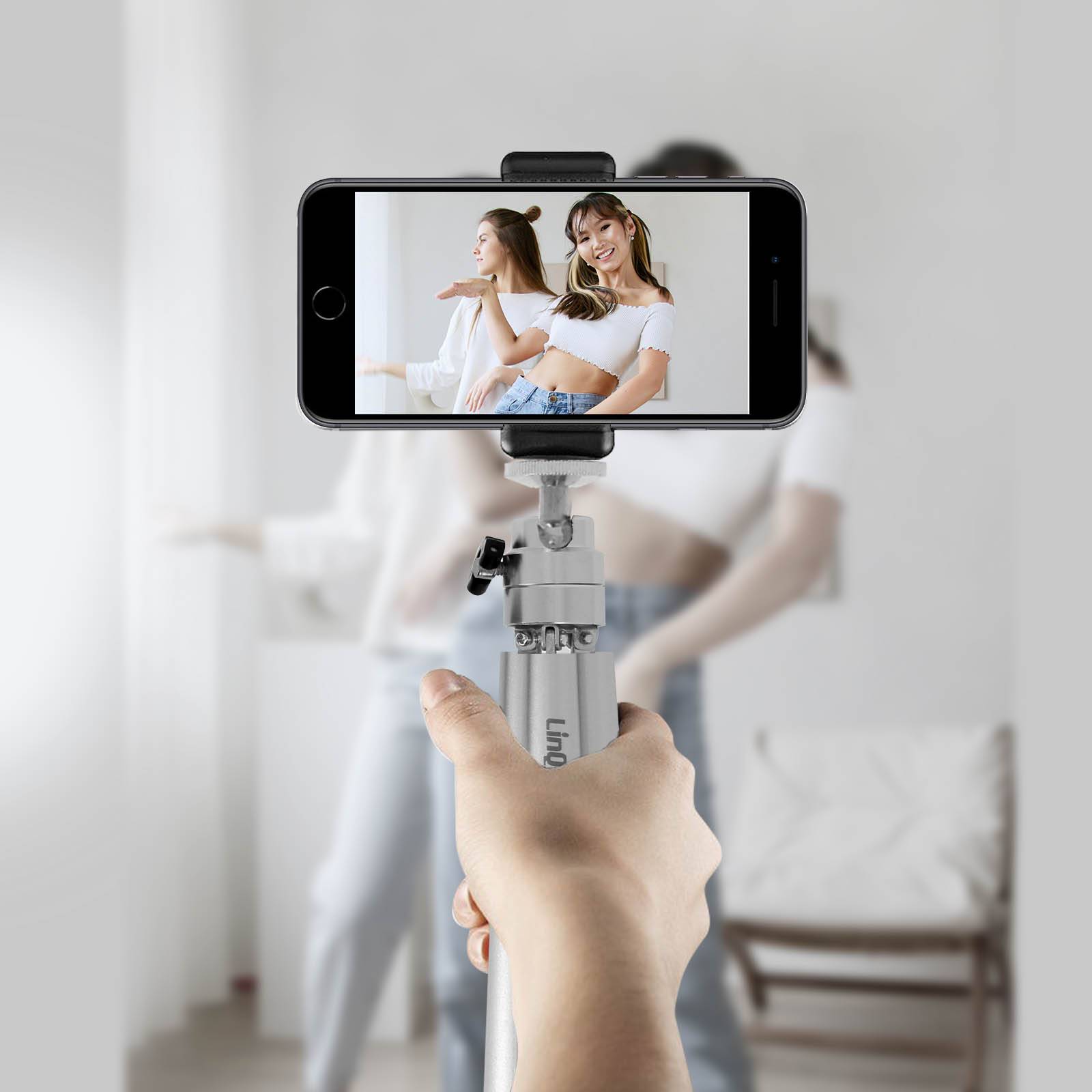 Mini Trépied Smartphone Métal Pieds Extensibles Rotatif 360°-3