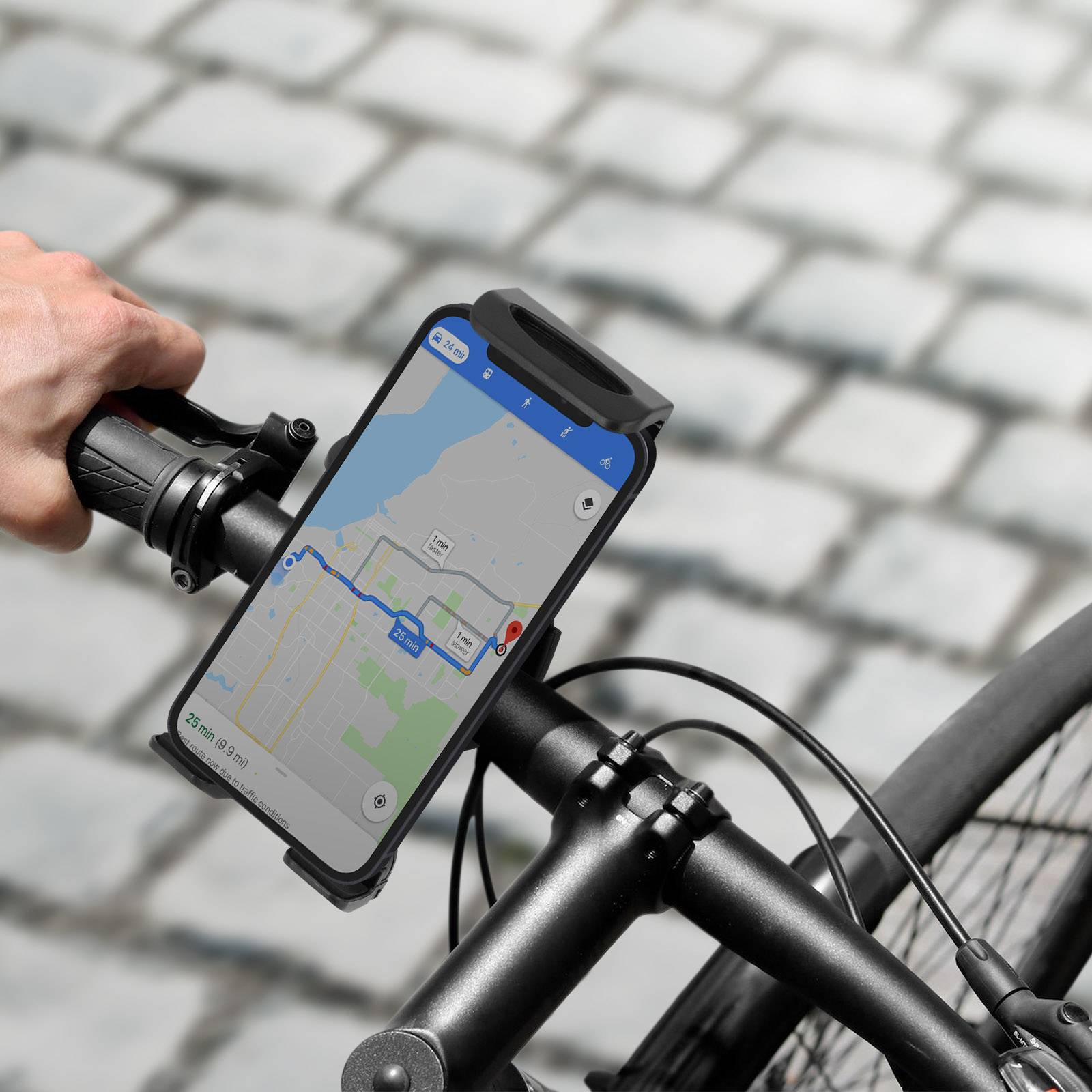 Support Téléphone / Tablette Guidon Fixation Bracelet Rotatif à 360°-2
