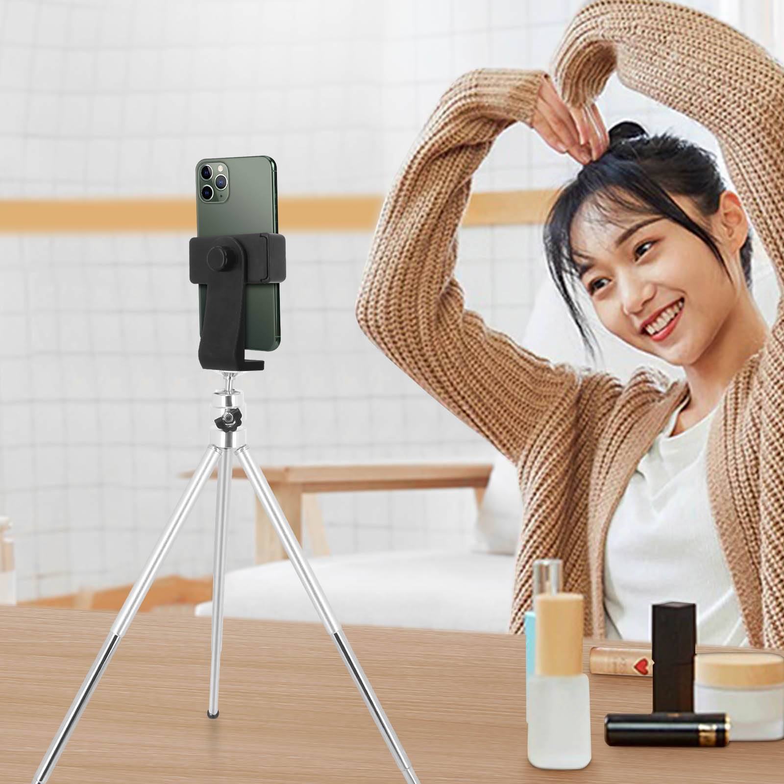 Trépied Bureau Smartphone Rotatif à 360° Pieds Extensibles-2
