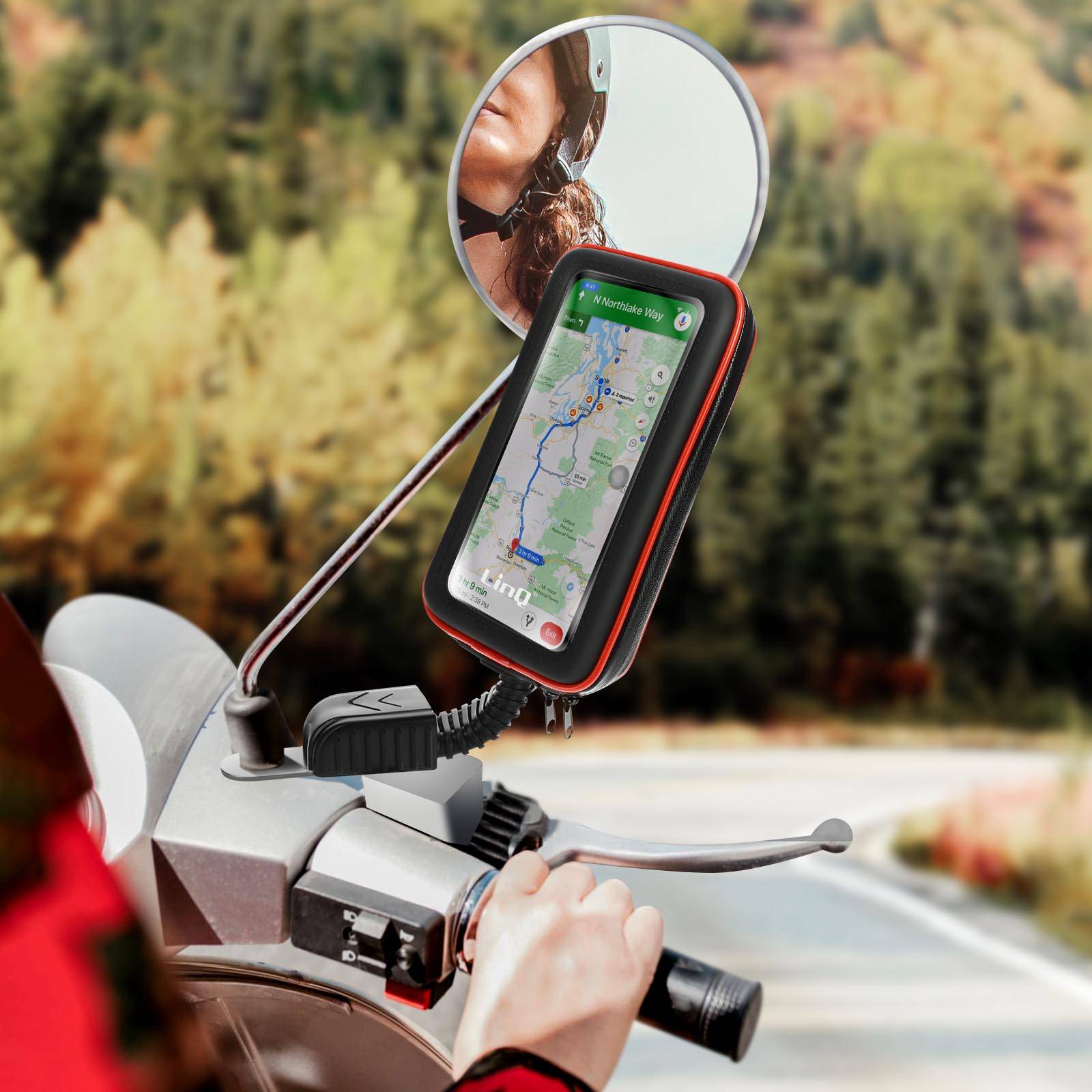 Support Moto /Scooter + Housse étanche Universelle Smartphone 6.3" max-2