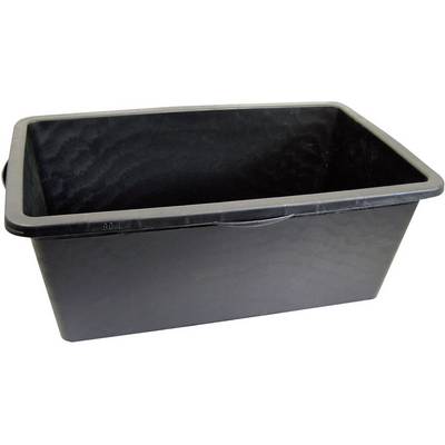 Bac en plastique noir rectangulaire, à surface lisse et bord légèrement surélevé.