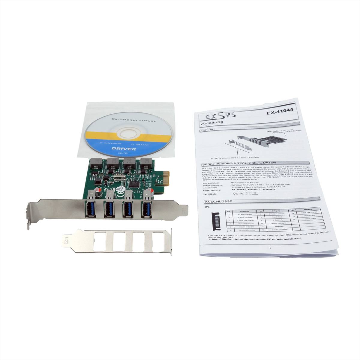 Exsys EXSYS EX-11044 4-Port USB 3.2 Gen 1 PCIe Carte PCI-Express-3