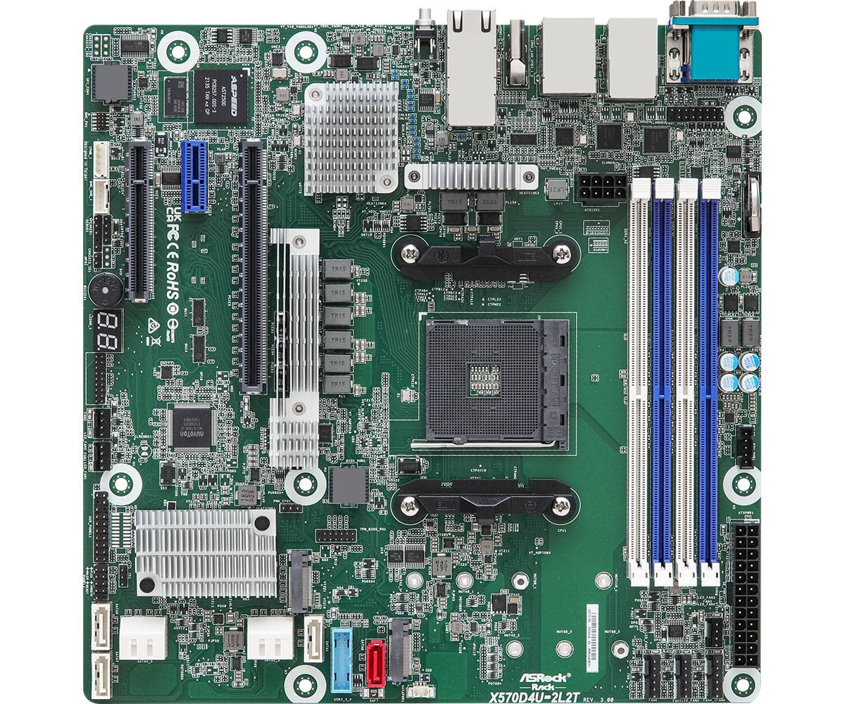 ASRock X570D4U-2L2T/BCM, 1xSKT AM4, AMD Ryzen 5000, X570, 4xDIMM, SATA, 2xM.2, 2xGbE, 2x10GbE, IPMI-0