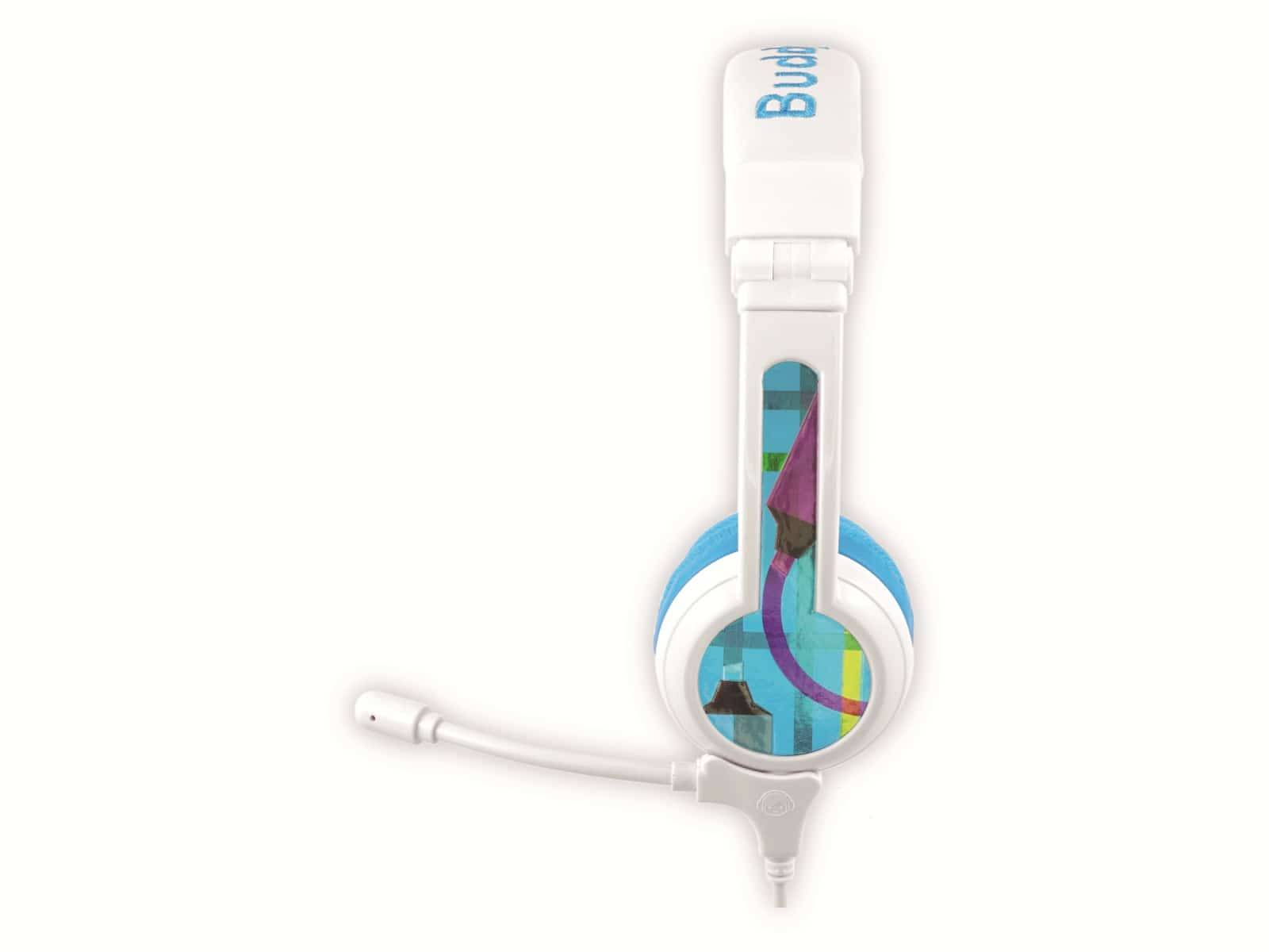 Image du symbole pour onanoff BuddyPhones® pour enfants Micro-casque supra-auriculaire filaire bleu limitation de volume, pliable, micro-casqu