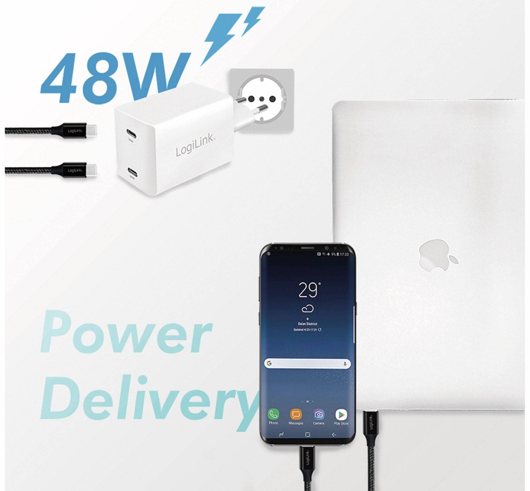 Image du symbole pour LogiLink PA0231 Chargeur USB blanc pour prise murale USB Power Delivery (USB-PD)