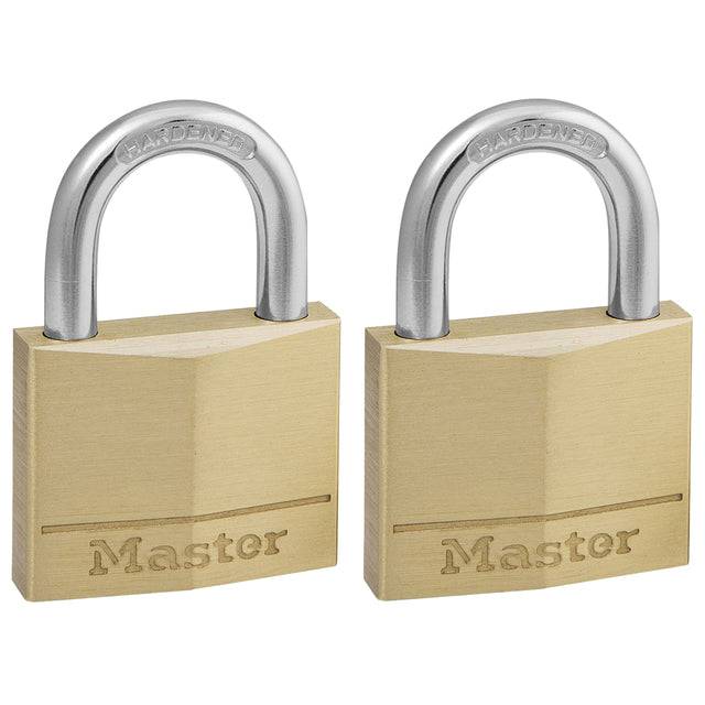 Master Lock 140EURT Lot de 2 Cadenas à Clé en Laiton, Doré, 6 x 4 x 1,3 cm-0