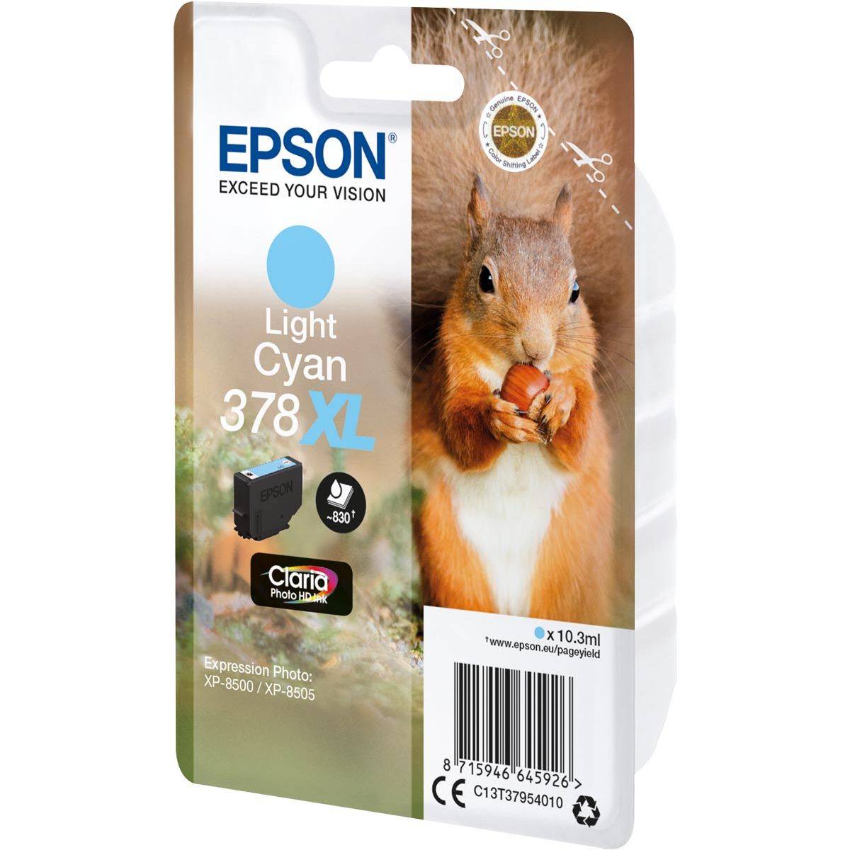 EPSON 5LB Singlepack Light Cyan 378XL Squirrel Clara Photo HD Ink-2