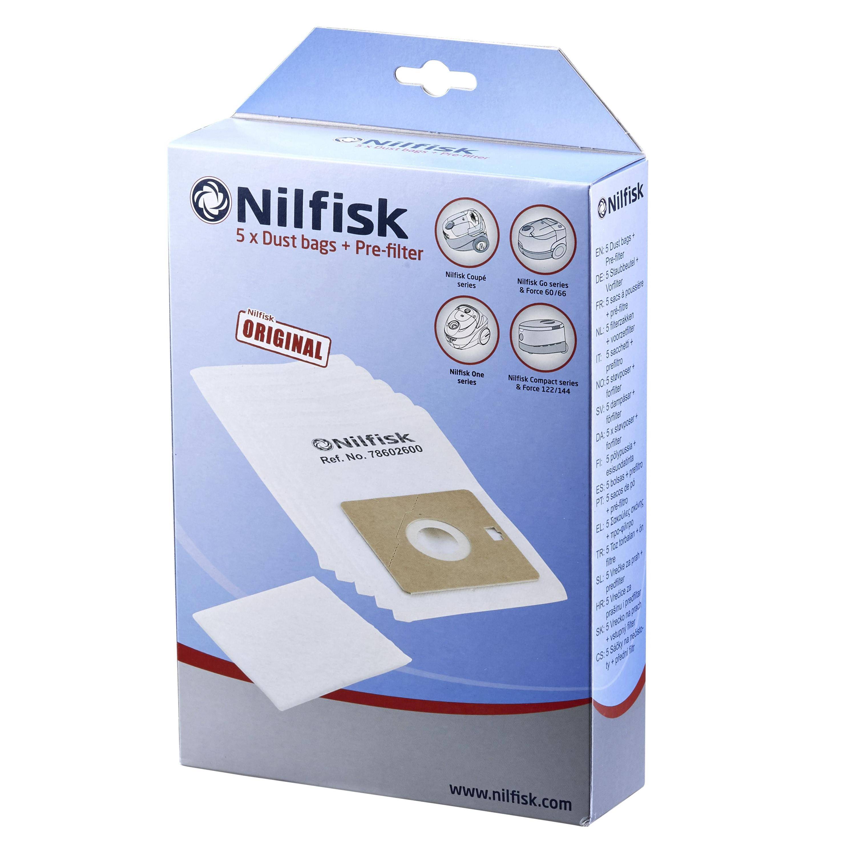 Lot De 5 Sacs Pour Aspirateur Go Et Coupé Nilfisk 78602600-3