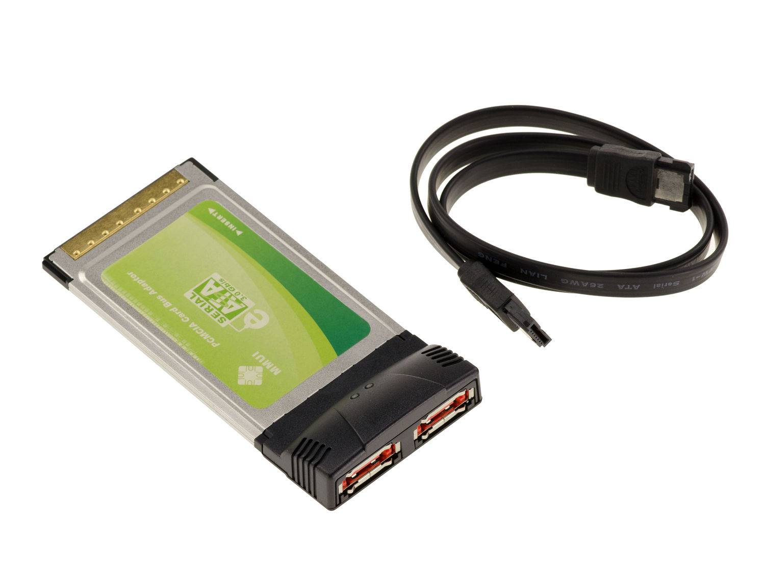 Carte Controleur PCMCIA CARDBUS 32 BIT 2 Ports eSATA - CHIPSET Initio Inic 1620Ta2 - Avec cordon eSATA-0