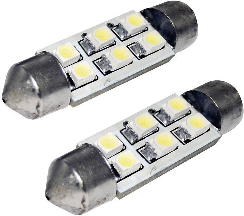 Deux lampes à LED en saillie avec six diodes électroluminescentes jaunes sur un boîtier argenté, disposées côte à côte.