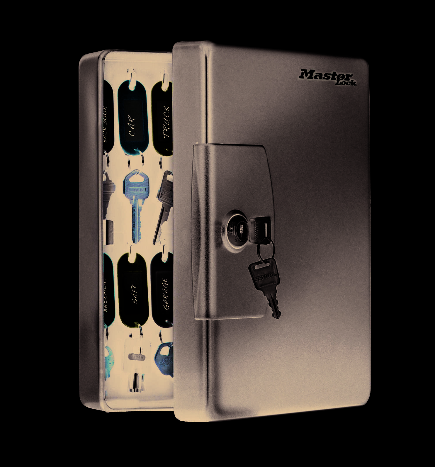 MASTER LOCK Armoire à Clés [Fixation Murale] [25 Crochets] KB-25ML - 25 porte-clés inclus avec étiquettes-0