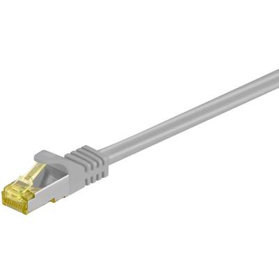 Goobay 91648 RJ45 Câble réseau, câble patch CAT 7 S/FTP 15 m gris sans halogène, contacts dorés, avec cliquet d'encastre