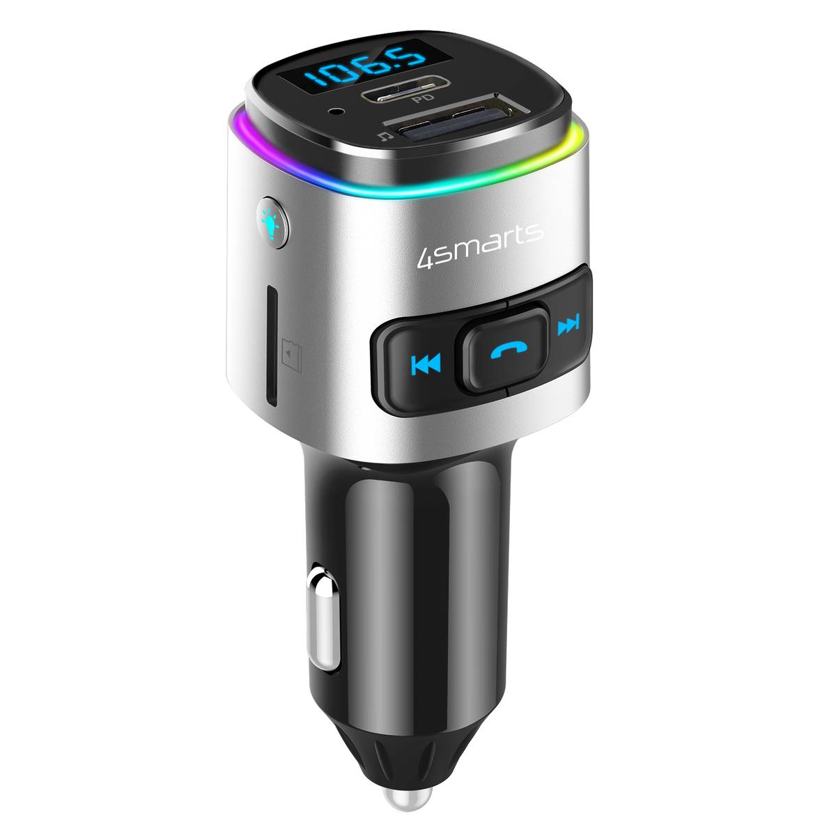 Transmetteur FM Bluetooth avec Chargeur Voiture USB et USB-C PD 18W-0