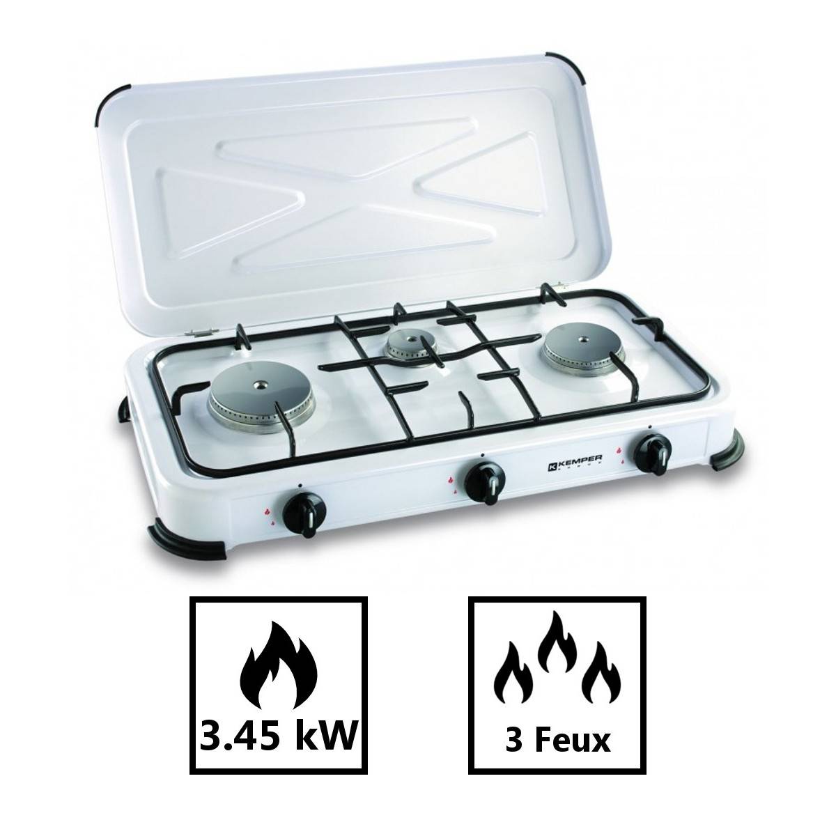 Cuisinière Gaz 3 Feux Kemper Polyvalence Butane/propane Et Robustesse émaillée - Kemper-2