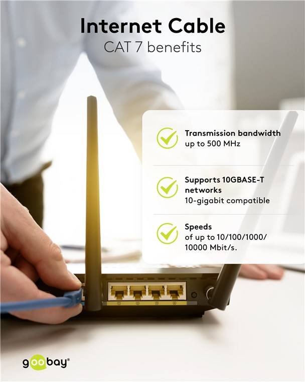Câble patch Goobay RJ45 CAT 6A S/FTP (PiMF), 500 MHz avec câble brut CAT 7, jaune 7,5 m-1