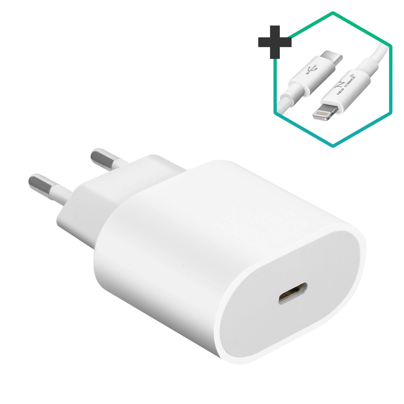 Chargeur pour iPhone / iPad USB-C 20W avec Câble Lightning Power Delivery-0