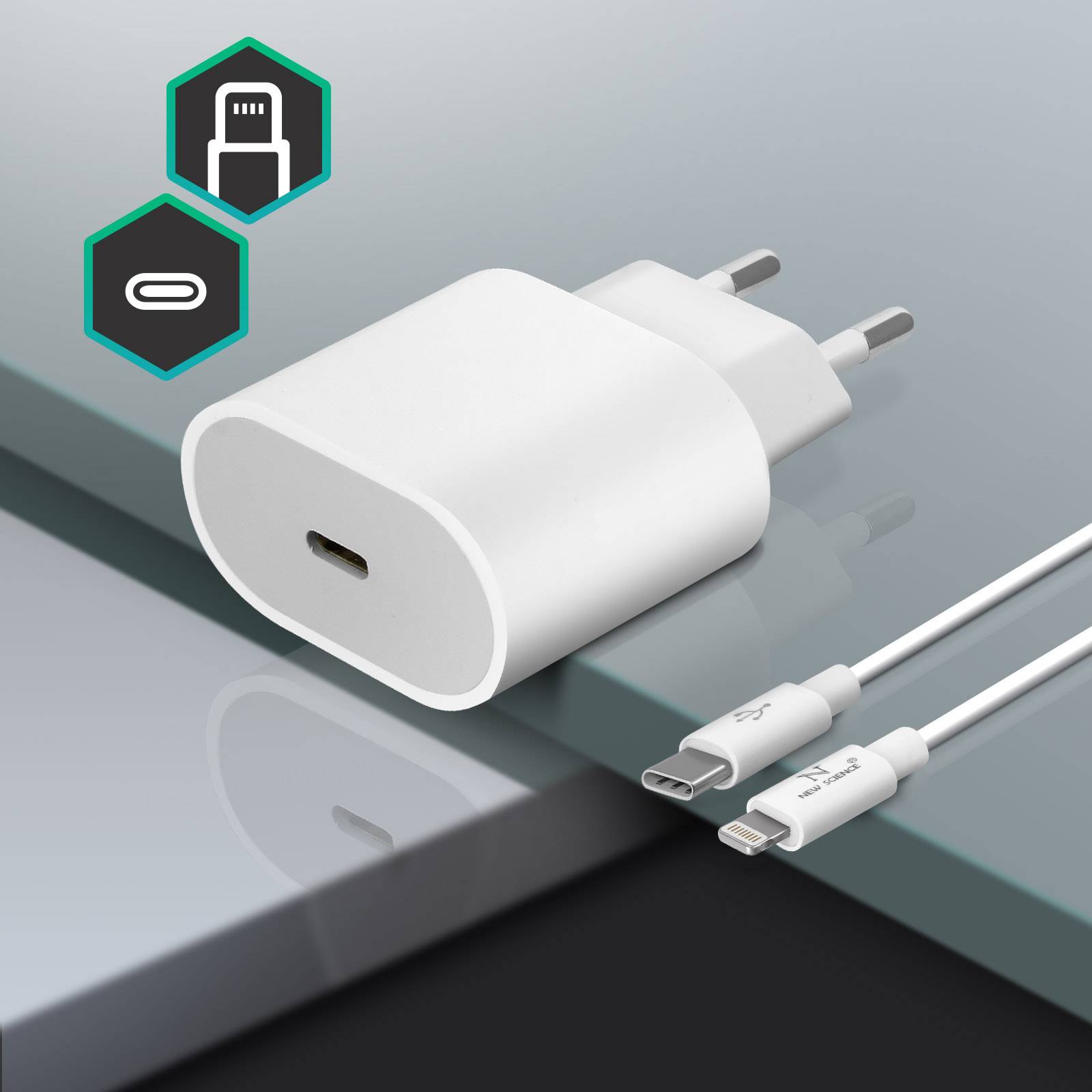 Chargeur pour iPhone / iPad USB-C 20W avec Câble Lightning Power Delivery-4