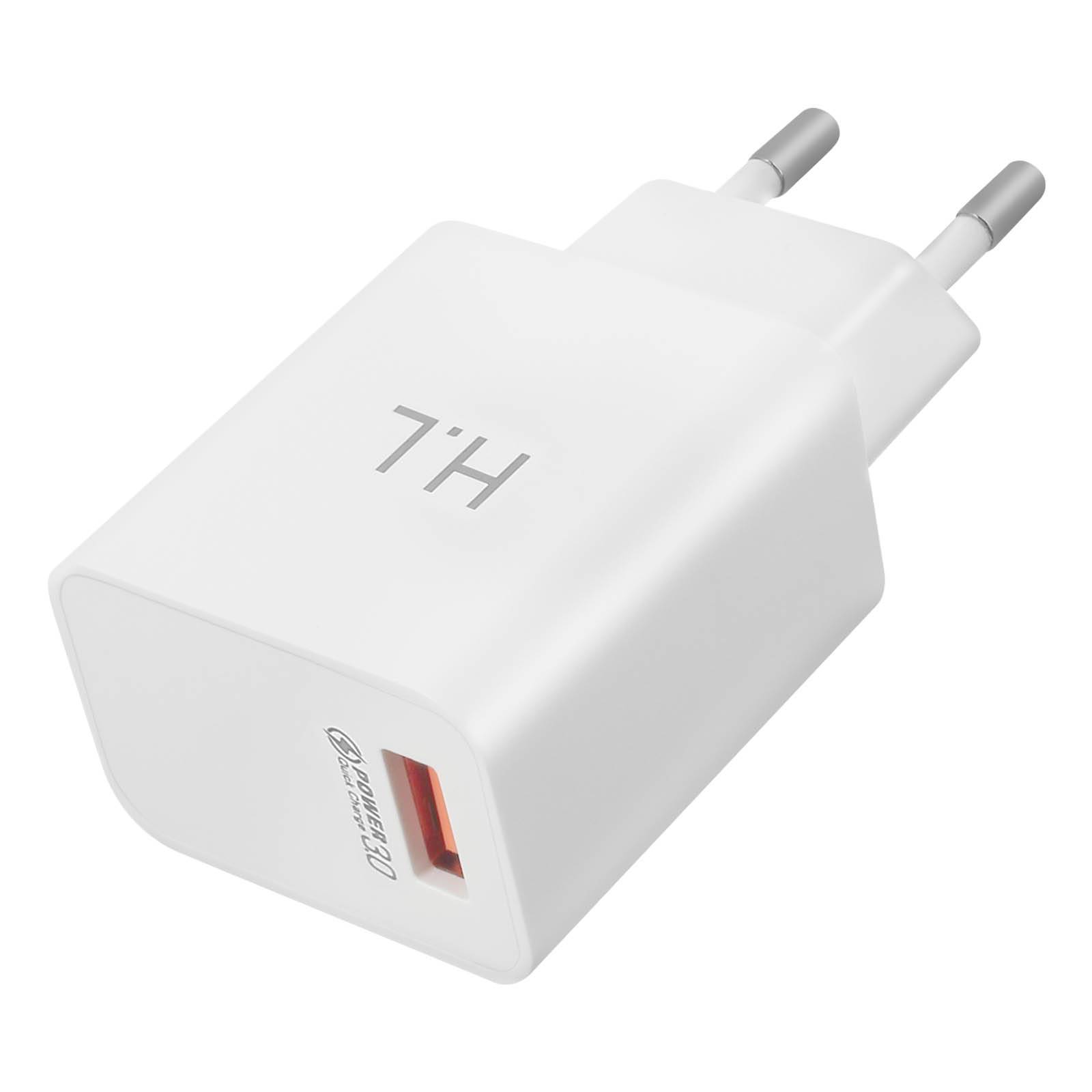 Chargeur Secteur USB 3A Qualcomm Quick Charge 3.0 Câble USB Type C 1m-1