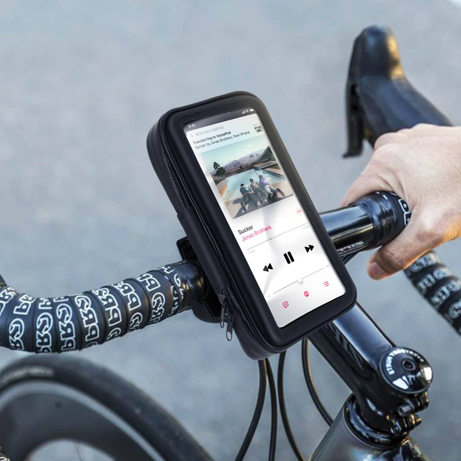 Support Vélo et Moto Smartphone Fixation guidon Housse étanche zippée-3