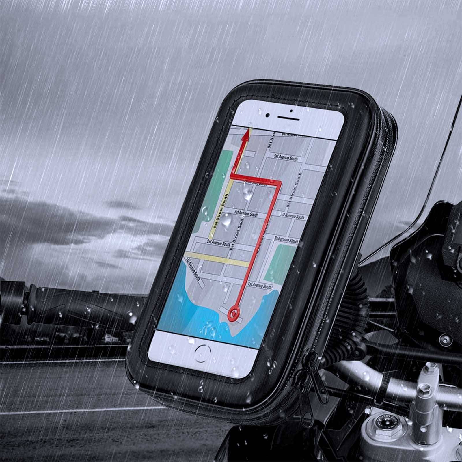 Support Moto / Scooter Smartphone Fixation Rétroviseur Housse Imperméable-3