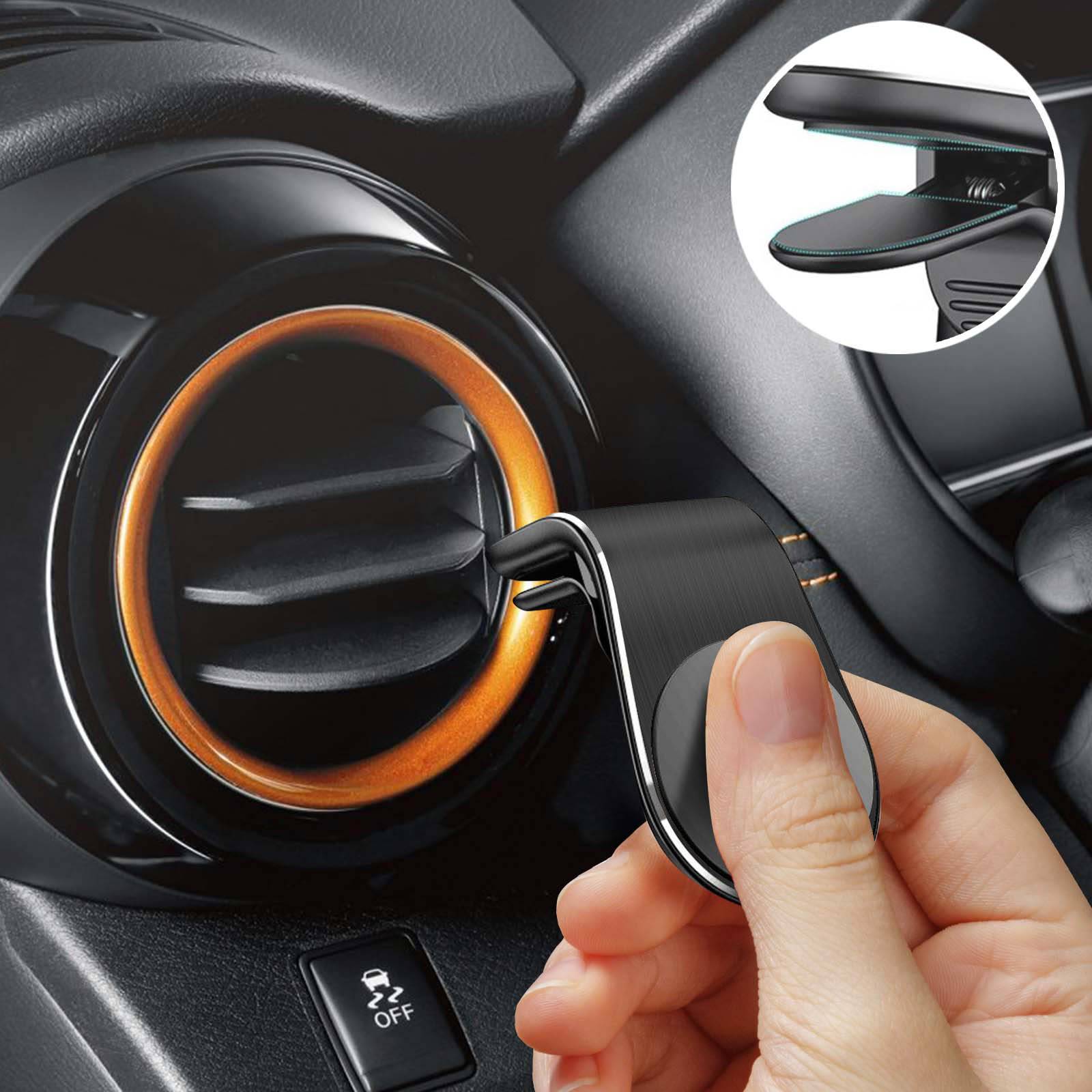 Support Voiture Magnétique Fixation Grille D'Aération Rotatif 360° - Argent-3