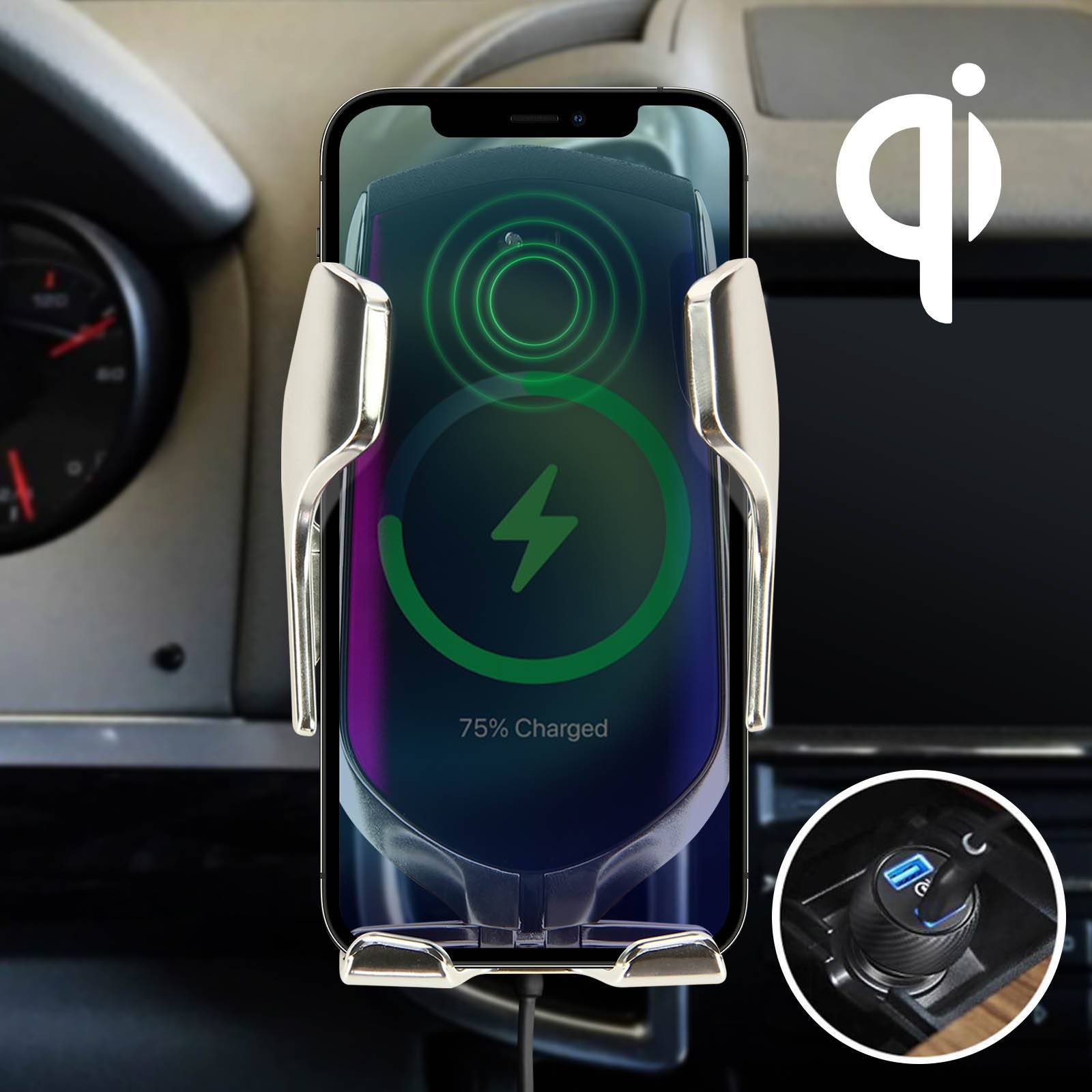 Support Voiture Grille d'aération Chargeur Qi 7.5W 10W Auto-ajustable-3