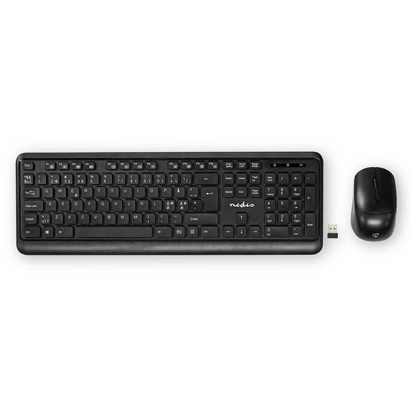 Pack Clavier Sans Fil QWERTY Hollandais avec Souris Sans Fil et Nano-Récepteur USB