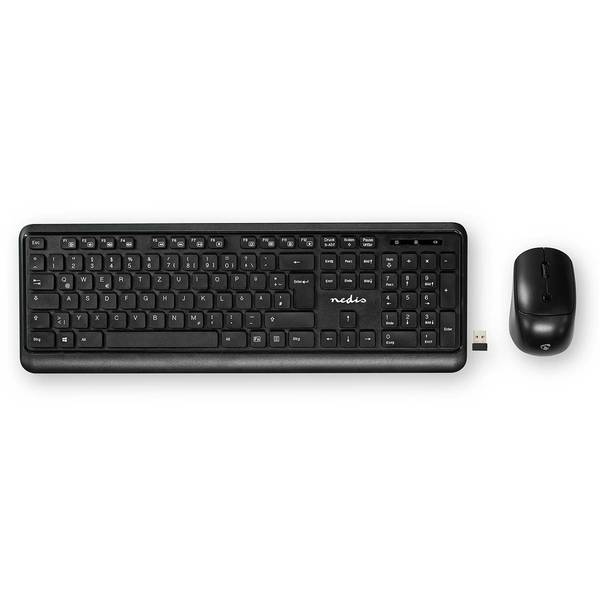 Pack Clavier Sans Fil QWERTZ Allemand avec Souris Sans Fil et Nano-Récepteur USB