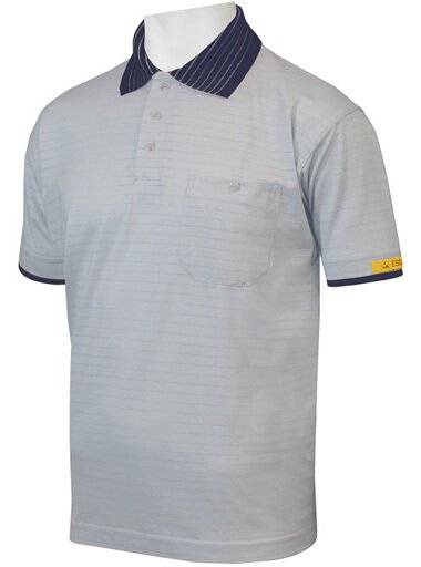 Polo ESD CONDUCTEX hommes, gris/bleu foncé, poche de poitrine, XL-0