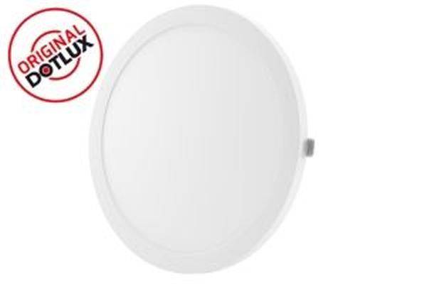 Panneau LED blanc ovale avec le logo 'Original Dotlux' en haut à gauche.