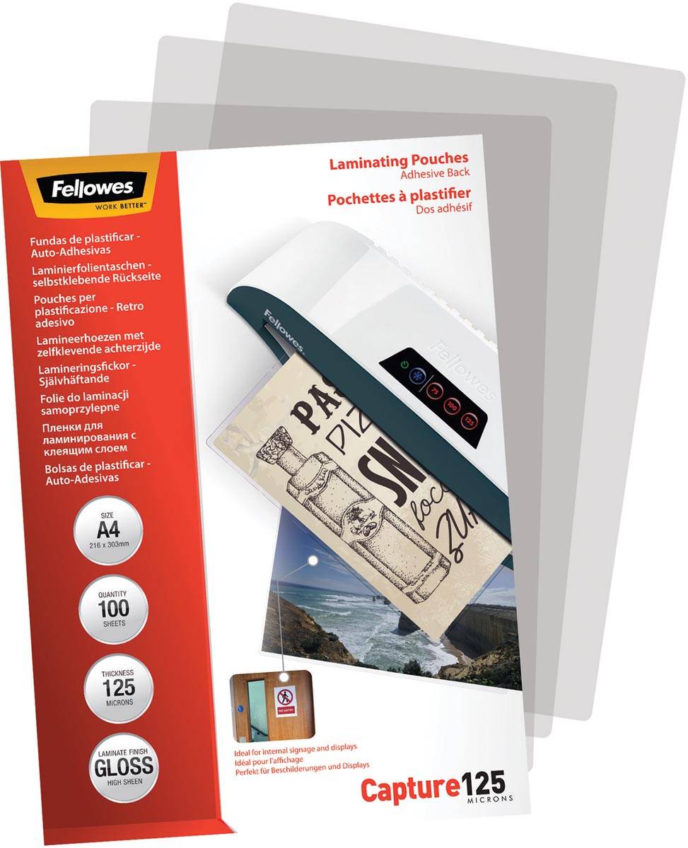 FELLOWES pochettes-dos adhesif-a4 125m x 100pk-1