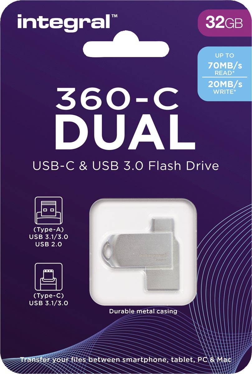 32GB CLE USB3.0 360-C DUAL TYPE-C METAL-0