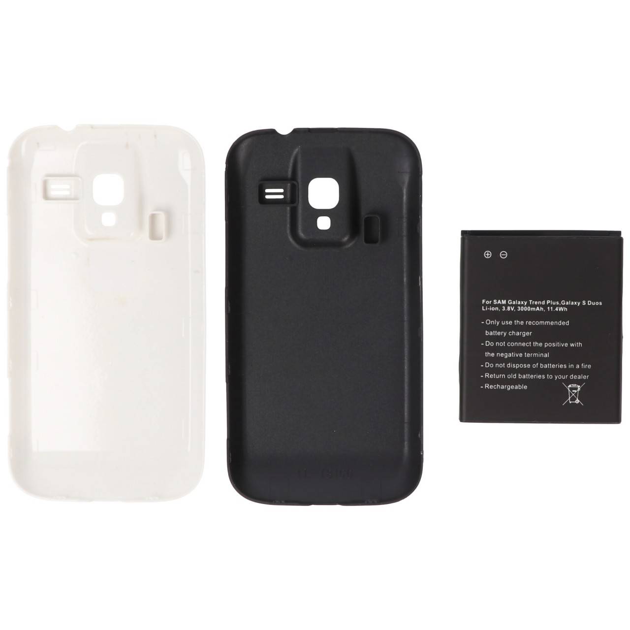 Batterie pour Samsung Galaxy ACE 2, GT-I8160 batterie 3000mAh seulement avec cache supplémentaire en blanc et bleu foncé-1