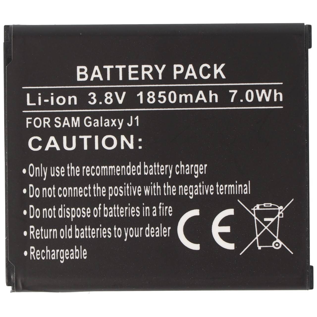 AccuCell batterie adaptée pour le Samsung Galaxy J1 batterie EB-BJ100CBE batterie EB-BJ100CBZ-4