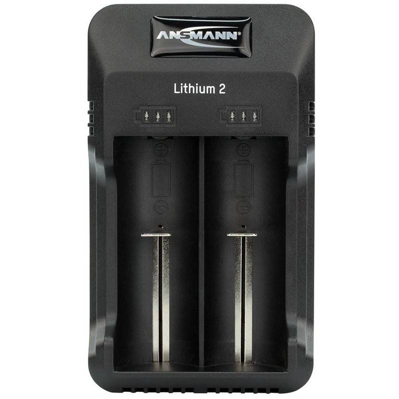 ANSMANN Lithium 2 Chargeur pour 1-2 batterie Li-Ion 3.6V, 3.7V avec indicateurs d'état de charge, noir-3